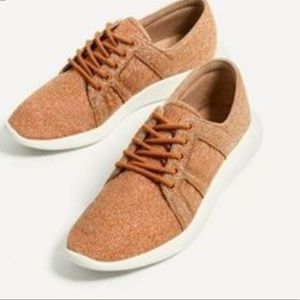 Zara Glitter Rose Gold Sneakers
